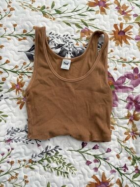 Tna Ribbed Cropped Tank Top - Tobacco Brown